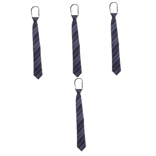 Produktbild: Holibanna 4 Stück Formelle Krawatten für Herren zip ties männermode Polyester-Krawatten Reißverschluss klassische gestreifte Herrenkrawatte klassische gestreifte Krawatte Streifen binden 7c