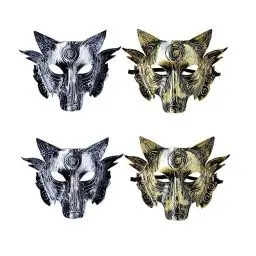 Produktbild: Holibanna 4 Stücke Vintage Wolf Kostüm Masken Simulation Tier Maskerade Wolf Head Cover Karneval Wolf Cosplay Gesicht Foto Requisiten für Halloween Karneval Kostüm Partybedarf (Golden Und