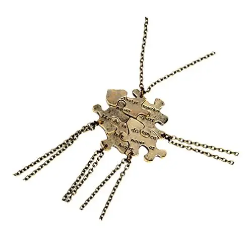 Produktbild: Holibanna 5 Stück Freundschaftskette 5 Puzzles immer zusammen mit je einem Schmuck Geschenkbff Anhänger personalisiertes Schmuckset Freundschaftsschmuck Freunde