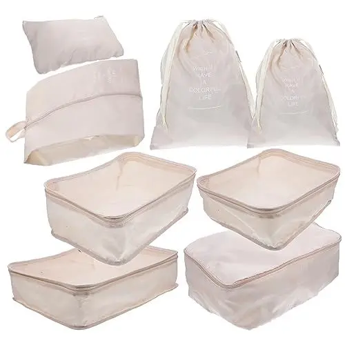 Produktbild: Holibanna 8-in-1-reisegepäck-packwürfel Aufbewahrungstaschen für Kleidung Schuhe Unterwäsche Toilettenartikel Griffe Reißverschlusstaschen für Kurzreisen