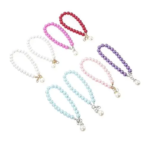 Produktbild: Holibanna 8st Anhänger Ausweisinhaber Perlbar Kette Zum Aufhängen Von Autoschlüsseln Handschlaufe Armband-Lanyard Perlschnur Am Handgelenk Handyhülle Kurze Kette Zinklegierung Fräulein