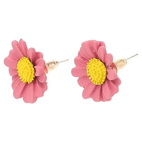 Produktbild: Holibanna Daisy Ohrringe Bolzen Tiny Ohrstecker Blumen Raupen Ohrring Pflanzen Ohr Schmuck für Frau Weibliche (Rosa)