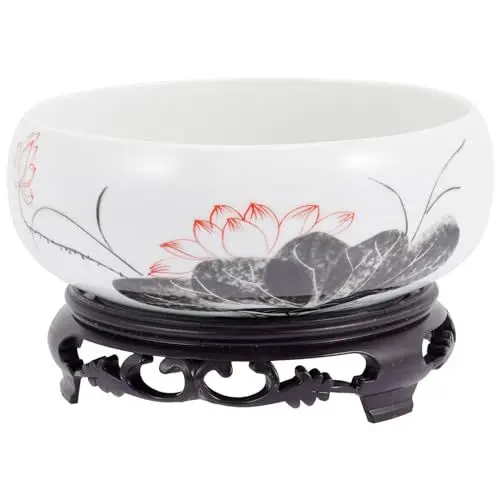 Produktbild: Holibanna Flache Pflanzschale Bonsai Schale Keramik-Bonsai-Pflanzgefäß Bonsai-Pflanzgefäß Mit Sockel Sukkulenten-Pflanzgefäße Töpfe Für Zimmerpflanzen Asiatische Deko Behälter Für Seerosen