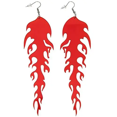 Produktbild: Holibanna Flamme Feuer Ohrringe Acryl Flamme WeihnachtenBaumeln Ohrringe Punk Stil Schmuck Ohrringe Hip Hop Ohrringe Für Frauen Mädchen Rot