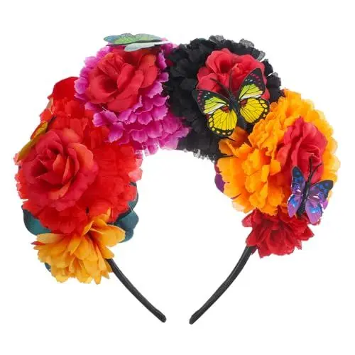Produktbild: Holibanna Halloween-Kopfbedeckung mexikanischer haarschmuck haarreif halloween haarreifen halloween Blumenkrone kleine Kronen für Blumenarrangements bilden Stirnband Mexiko Kleidung Stoff