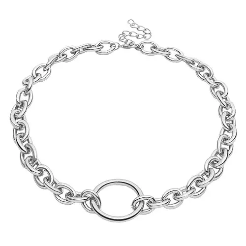 Produktbild: Holibanna Halskette dicker Halsreif aus Metall gotische Halsreifen aus Metall kreativer Pullover Felsen schmuck anhänger Der Kreis Hocken einstellen Kettenglied Fräulein