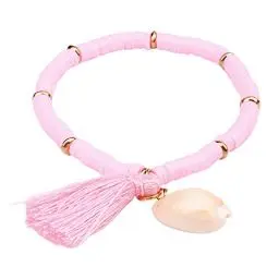 Produktbild: Holibanna Heishi Surfer Armband Regenbogen Ton Armbänder mit Quaste Vinyl Disc Perlen Polymer Freundschaft Sommer Strand Armband