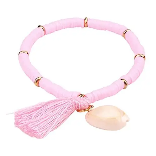 Produktbild: Holibanna Heishi Surfer Armband Regenbogen Ton Armbänder mit Quaste Vinyl Disc Perlen Polymer Freundschaft Sommer Strand Armband