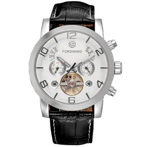 Produktbild: Holibanna Herrenuhren Uhrengehäuse für Herren automatische mechanische uhr mechanische Herrenuhr mechanische Armbanduhr automatische Armbanduhr Tourbillon Anschauen Mann Weiß