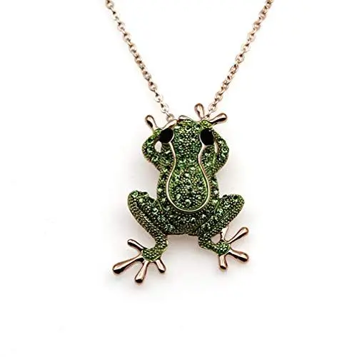 Produktbild: Holibanna Kristall Brosche Strass Halskette Frosch Anhänger Halskette Frauen Schmuck Statement Schmuck Modeschmuck für Frauen Mädchen Damen (Zufälligen Stil)