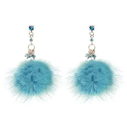 Produktbild: Holibanna Kunstpelz Ball Ohrringe Pom Pom Baumeln Ohrringe Schmuck für Frauen Mädchen Grün
