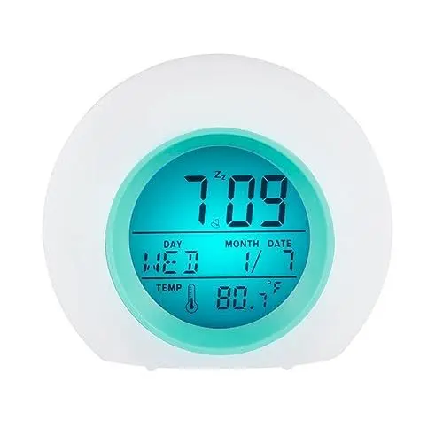 Produktbild: Holibanna Multi- Digitaluhr Mit Alarm Kalender Und Thermometer Kreative Runde Weckuhr Für Schlafzimmer Und Büro Für
