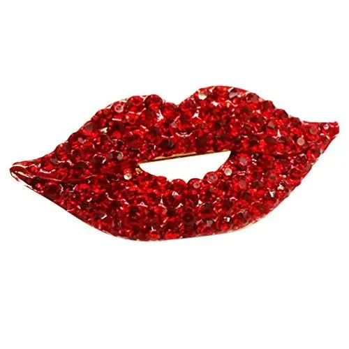 Produktbild: Holibanna Roten Lippen Brosche Strass Intarsien Anzug Brosche Kristall Corsage Mode Kleidung Zubehör Neuheit Bling Hochzeit Brosche Pin für Tasche Schal Hosen Tuch