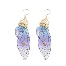 Produktbild: Holibanna Schmetterlingsflügel Ohrringe Lange Märchen Schmetterling Braut Ohrringe Phantasie Frauen Accessoires (Goldfolie Blau)