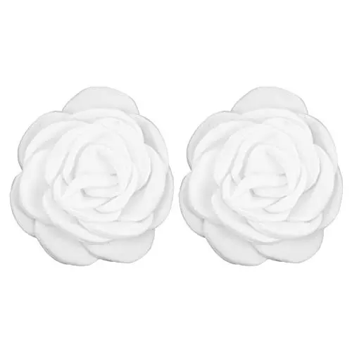 Produktbild: Holibanna Stoff Band Blumen Gefälschte Kamelien Applikationen für DIY Handwerk Schuhclips Broschen Kleidungsstück Haar Pin Zubehör Hut Weiß 6cm