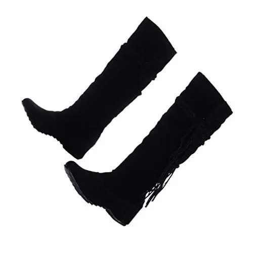 Produktbild: Holibanna Wedge High Boots Für Damen Mit Elastischem Und Fransen Für Herbst Winter Komfortable Stiefel Für Freizeit Und Arbeit