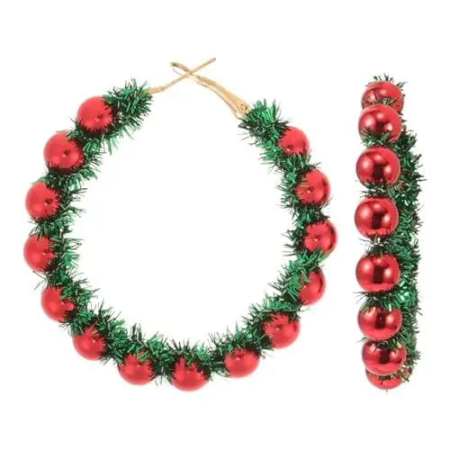 Produktbild: Holibanna Weihnachts-Glöckchen-Kranz-Ohrringe Rote Und Grüne Creolen Urlaubsohrringe