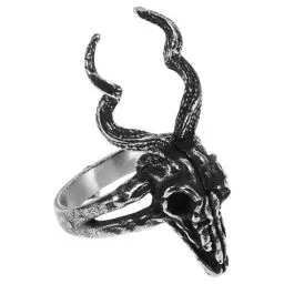 Produktbild: Holibanna Widder Ziege Gothic Stahl Vintage Dämon Gehörnte Ringe Baphomet Schmuck Rock Punk Für Halloween Geschenk Größe 8