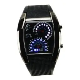 Produktbild: Holibanna armbanduhr herren Herrenuhren Autos Unisex-LED-Armbanduhr auto meter zifferblatt uhr Armbanduhr mit blauer LED geführte Fliegeruhr Wagen Anschauen Digitaluhr Armaturenbrett Mann
