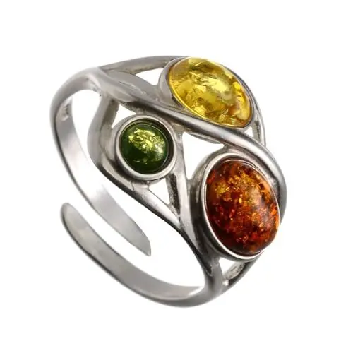 Produktbild: HolidayGiftShops Einstellbarer Ring aus baltischem Bernstein-Sterlingsilber Magdalena