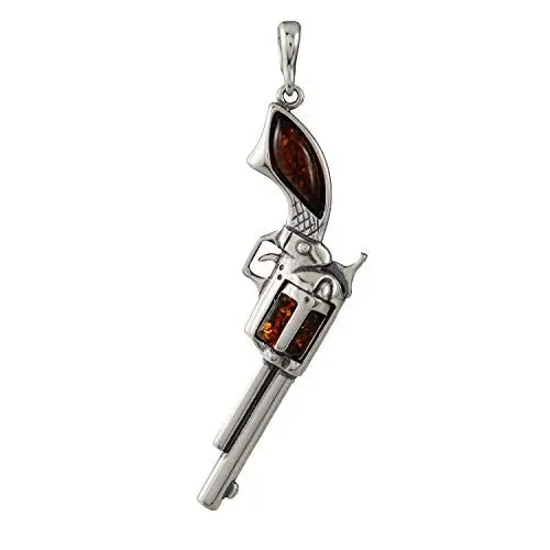 Produktbild: HolidayGiftShops Revolver-Anhänger aus Sterlingsilber und baltischem Bernstein – SKU 053926495177