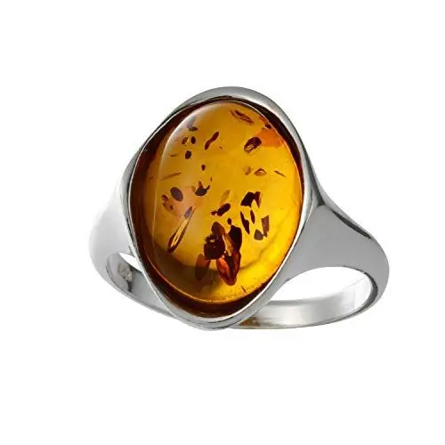 Produktbild: HolidayGiftShops Ring „Abigail“ aus Sterlingsilber und baltischem Honigbernstein für Erwachsene – Größe 16.5