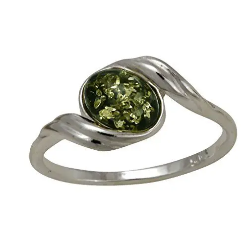 Produktbild: HolidayGiftShops Ring Estelle aus Sterlingsilber und baltischem grünem Bernstein für Erwachsene - Größe 16
