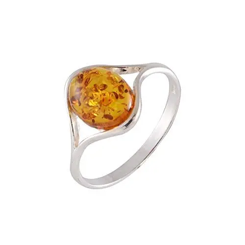 Produktbild: HolidayGiftShops Ring „Khloe“ aus Sterlingsilber und baltischem Honigbernstein für Erwachsene 16