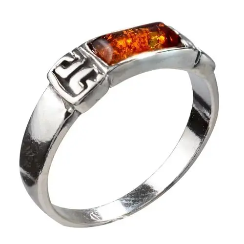 Produktbild: HolidayGiftShops Ring für Erwachsene aus Sterlingsilber und baltischem Honigbernstein Petra - Größe 17.75