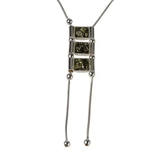 Produktbild: HolidayGiftShops Sterling Silber Baltisch Grün Bernstein Halskette