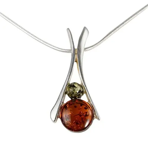 Produktbild: HolidayGiftShops Sterling Silber Baltischer Honig und grüner Baltischer Bernstein Halskette Beatrix