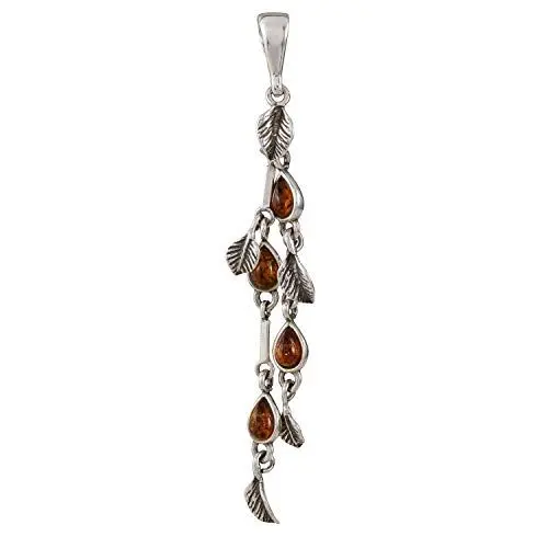 Produktbild: HolidayGiftShops Sterling Silber und Baltischer Honig Bernstein Anhänger Halskette Willow