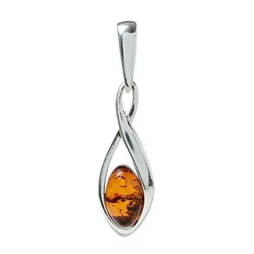 Produktbild: HolidayGiftShops Sterling Silber und baltischer Honig Bernstein Anhänger Elegance