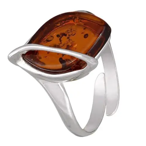 Produktbild: HolidayGiftShops Verstellbarer Ring aus Honig, Bernstein und Sterlingsilber Hanna