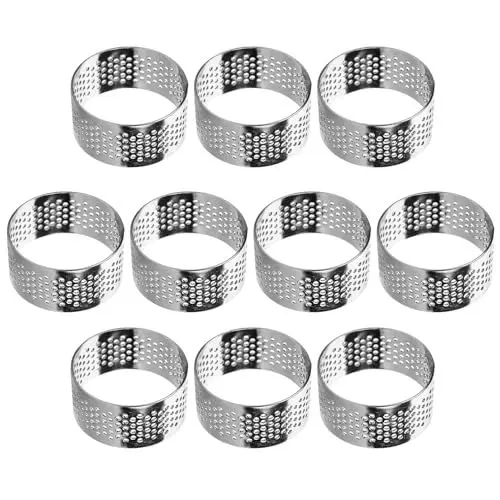 Produktbild: HOLIDYOYO 10 Stück Perforierte Tortenringe Zum Backen Edelstahl Antihaftbeschichtet Runder Kuchenring Englische Muffinringe Runder Mousse-Gebäckring Runde Ringformen Aus Metall Zum Backen