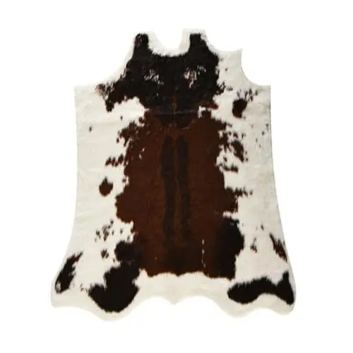 Produktbild: HOLIDYOYO 1Stk Teppich Wohnzimmer flippiger Teppich runder Teppich Kuhdruck Teppich aus Kuhfell Cowgirl Schlafzimmer Teppich schlafzimmerteppich Teetisch Teppich iereguläre Bodenmatte Black