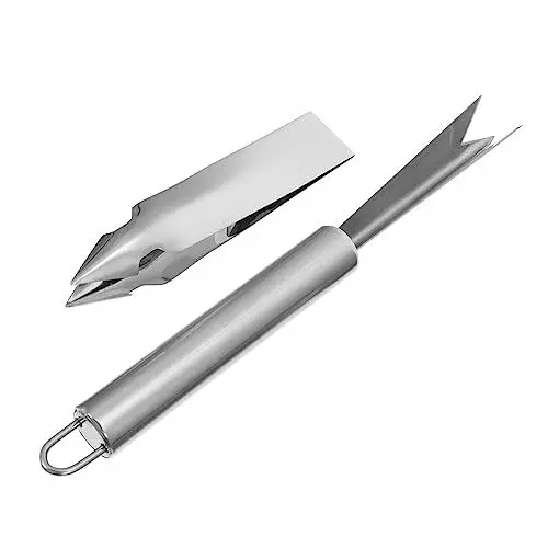 Produktbild: HOLIDYOYO 1 Satz Samenentferner Ananas Schäler Ananasschäler Stopper Werkzeug Zum Entfernen Von Ananasaugen Ananas-fruchtschneider Zum Ananasschälen Rostfreier Stahl Silver 6st