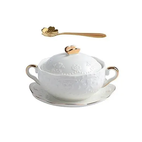 Produktbild: HOLIDYOYO 1 Satz Vogelnestschale Zuckerschüssel Dessertschalen Japanische Suppe Entkoffeinierter Kaffee Minischaufeln Für Gläser Schüssel Zum Servieren Von Speisen Nudelschalen Weiß Keramik