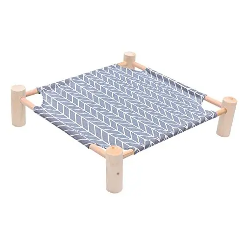 Produktbild: HOLIDYOYO 1 Stück Holz Haustierbett für Katzen und Hunde Abnehmbares Langlebiges Design für Drinnen und Draußen Atmungsaktive Baumwoll Bezüge Perfekter Schlafplatz für Haustiere