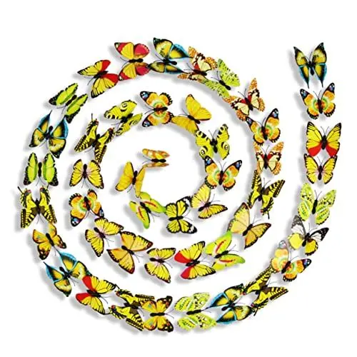 Produktbild: HOLIDYOYO 200st Ornament 3d-wandschmetterlinge 3d-wandaufkleber 3d-schmetterlings-wandaufkleber Kunstdekor Handwerk Für Party 3d-wanddekoration 3d-schmetterlings-wandtattoos 3d-aufkleber