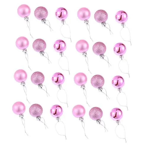 Produktbild: HOLIDYOYO 24 STK Hängende Weihnachtskugeln Weihnachtskerzenringe Klare Weihnachtskugeln Weihnachtsschablonen Weihnachtsbaum-minikugeln Weihnachts-hüpfburgen Weihnachtsdekoration Rosa