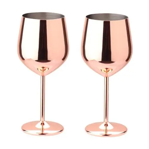Produktbild: HOLIDYOYO Edelstahlkelch 2 Stück Elegante Weinbecher Unzerbrechlicher Trinkkelch Aus Metall Für Partys