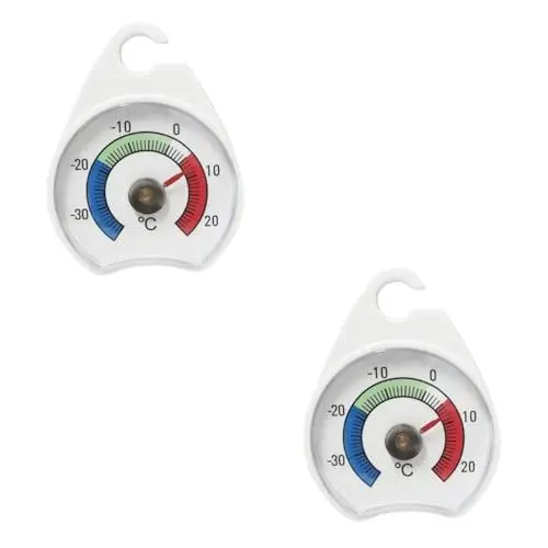 Produktbild: HOLIDYOYO 2St Thermometer Kühlschrank küchenthermometer gefrierschrank thermometer temperaturüberwachung kühlschrank Temperaturmessgerät für Kühlschrank Feuchtigkeitsmesser Plastik Weiß