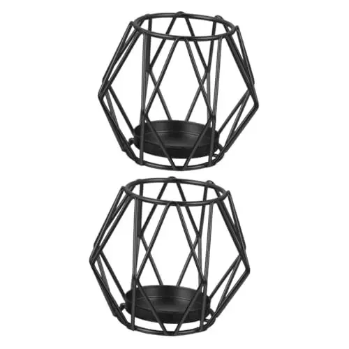 Produktbild: HOLIDYOYO 2St schmiedeeiserne Leuchterdekoration geometrische kerzenhalter Dekoration Schlafzimmer Hochzeitskerze Hochzeitsdekorationen für die Zeremonie Bauernkerzenhalter Heimdekoration