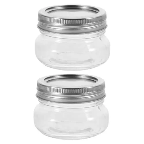 Produktbild: HOLIDYOYO 2st Einmachglas Marmeladengläser Glasgefäße Mit Luftdichtem Deckel Minidosen Mit Deckel Winzige Einmachgläser Honig Halter Kleine Gläser Mit Deckel Silver Rostfreier Stahl