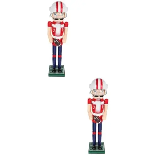 Produktbild: HOLIDYOYO 2 Stücke Stil Nussknacker Holz Rugby Nussknacker Figur Desktop Decor