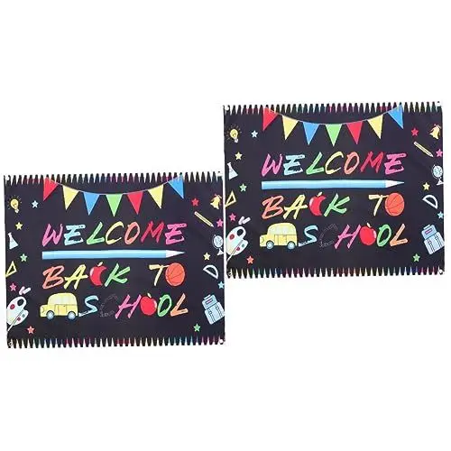 Produktbild: HOLIDYOYO 2st Partydekorationen Für Die Schulsaison Fotoornament Party-hintergrund Kinder Wanddekoration Für Die Schulrückseite Hängende Flagge Der Zurückschule Polyestertuch Black