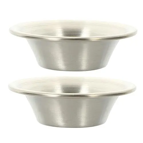 Produktbild: HOLIDYOYO 2st Steaksaucenbecher Runder Behälter Mit Deckel Sushi-dip-schüssel Sauce Gericht Hornförmige Saucenbehälter Gewürzbecher Für Den Haushalt Mini-gewürze Soße Silver Rostfreier Stahl