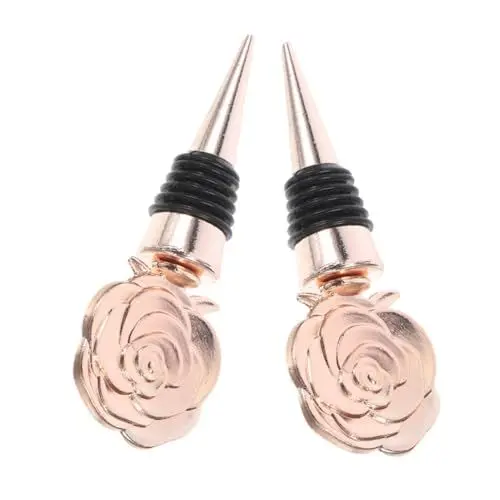 Produktbild: HOLIDYOYO 2st Weinverschluss Rose Weindeckel Für Weinflaschen Hochzeitsgeschenke Für Gäste Zarter Weinflaschenverschluss Weinverschlüsse Für Weinflaschen Küchengerät Aluminiumlegierung