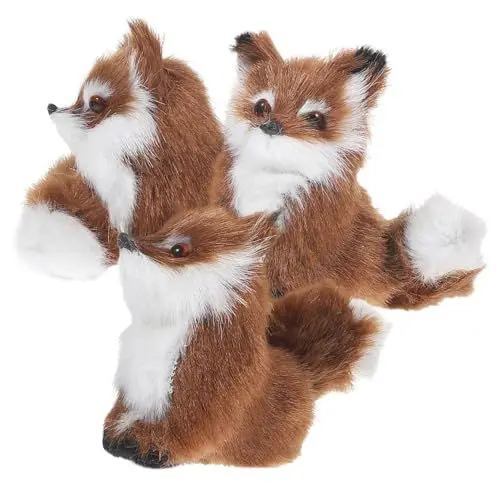 Produktbild: HOLIDYOYO 3St Plüsch-Fuchs-Anhänger Figur Kuscheltier Fuchs Mini-Hockenfuchs Plüschtier weihnachtsdeko Spielzeug Plüschfuchsstatue Weihnachtsbaum-Fuchs- Kunstpelz aus Kunststoff Coffee
